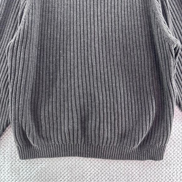 Gulf Traders Grandpa Cardigan Sweater Mens XL Gray Rib Knit Ramie Cotton V-Neck - Picture 7 of 10